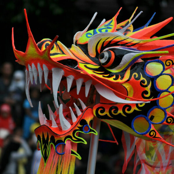 La danse du lion lors du nouvel an lunaire à Jakarta en Indonésie